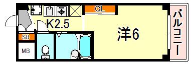 スペラーレ御影(1K/4階)の間取り写真