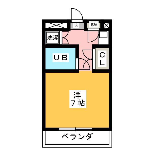 北斗ハイツ(ワンルーム/3階)の間取り写真