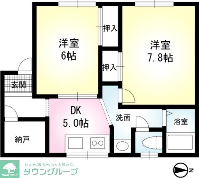 コーポ K-1(2DK/2階)の間取り写真