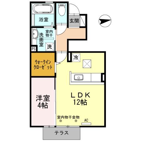 ラフィナート(1LDK/1階)の間取り写真