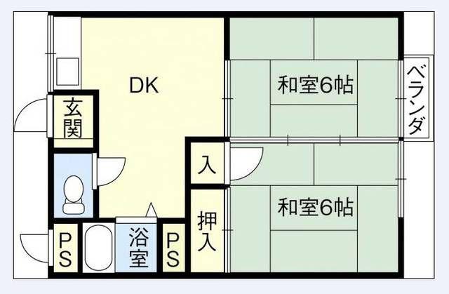 リバーサイド和仙ハイツ(2DK/2階)の間取り写真
