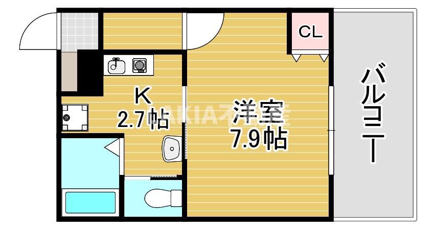 ボヌール都島(1K/4階)の間取り写真