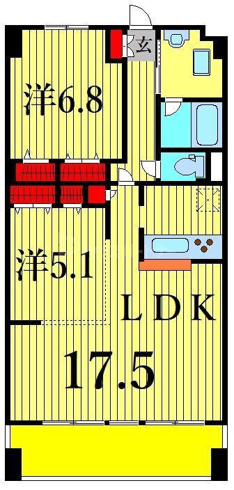 ロングエイト3(2LDK/6階)の間取り写真
