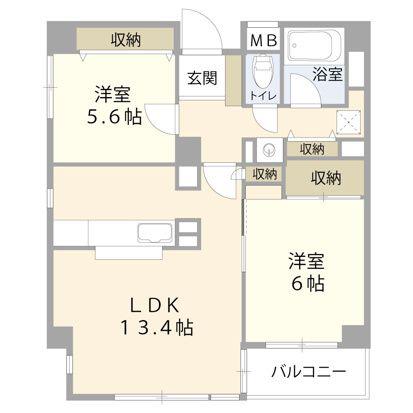 ビバリーホームズ立川(2LDK/3階)の間取り写真