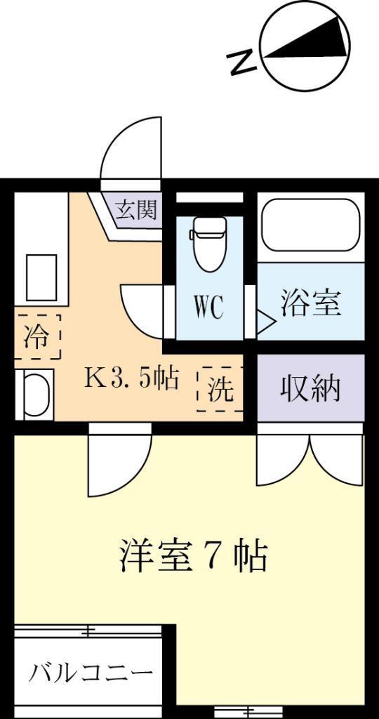いぶきの丘ハイムパート2(1K/2階)の間取り写真