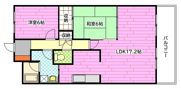 プロスペリティNAKAMURA(2LDK/3階)の間取り写真