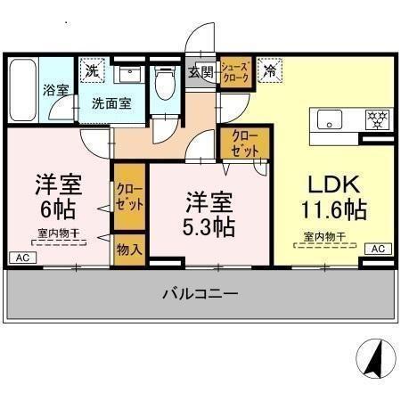 ソレイユ(2LDK/3階)の間取り写真
