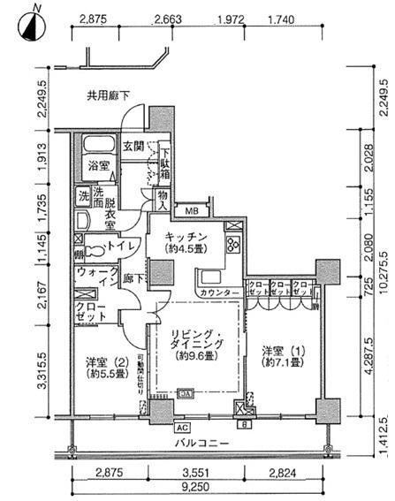 Jタワー西大井(2LDK/15階)の間取り写真