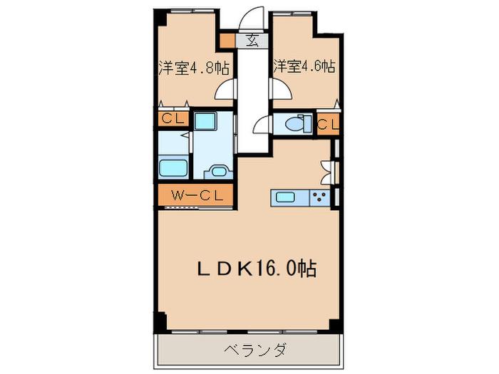 LUXE武庫之荘(2LDK/3階)の間取り写真