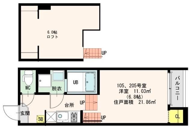 FORTUNA東千葉(1K/1階)の間取り写真