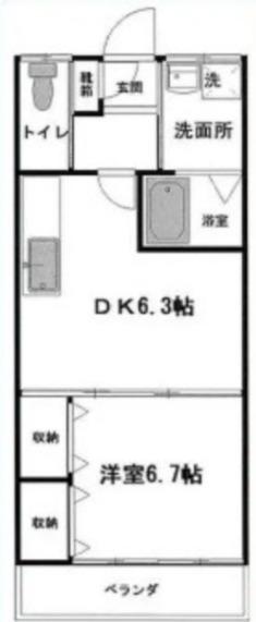 コーポ佐伯(1DK/3階)の間取り写真