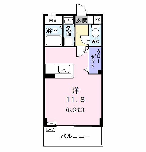 シューネス(ワンルーム/1階)の間取り写真