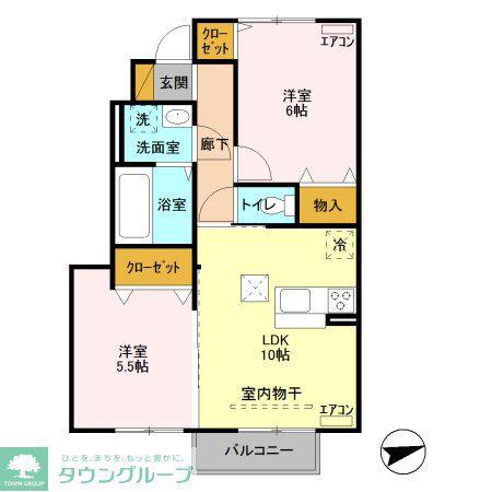 ミッドパレス市場町I(2LDK/1階)の間取り写真