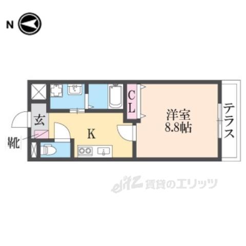 グランドコート(1K/1階)の間取り写真