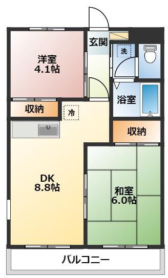 リージェントコーポ(2DK/4階)の間取り写真