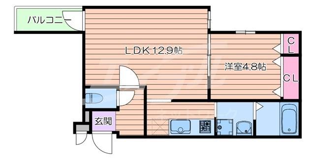 フジパレス吹田清和園V番館(1LDK/2階)の間取り写真