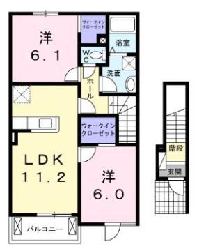 ラシュレII(2LDK/2階)の間取り写真