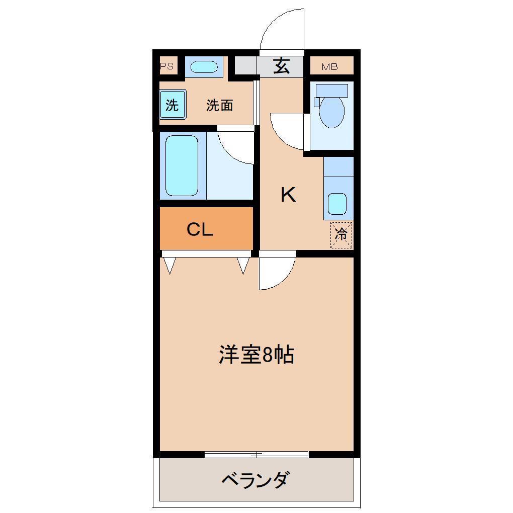 LA CHIC TERACE(1K/1階)の間取り写真