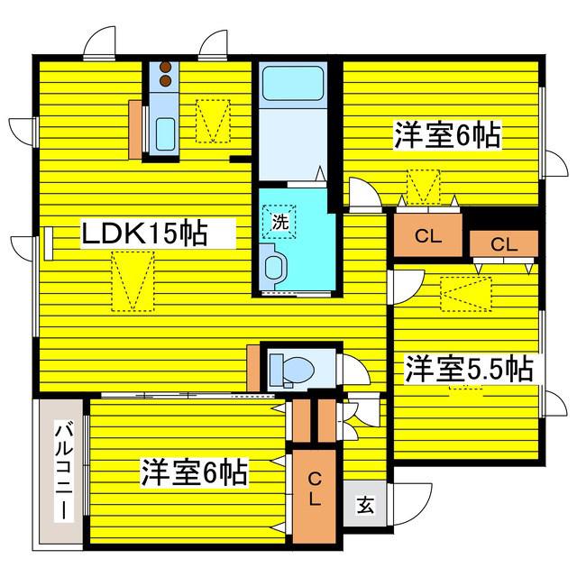 リバージュ本町(3LDK/1階)の間取り写真