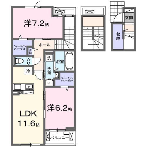 リバーサイド西山(2LDK/3階)の間取り写真
