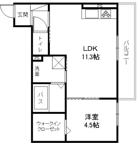 ローズパル(1LDK/1階)の間取り写真