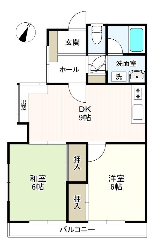 室尾ハイツ(2DK/2階)の間取り写真
