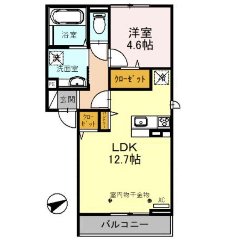 フェリーチェ D-ROOM(1LDK/3階)の間取り写真