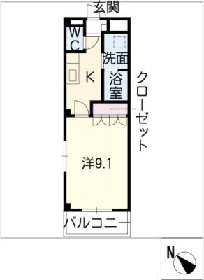 プティ・ベール(1K/1階)の間取り写真