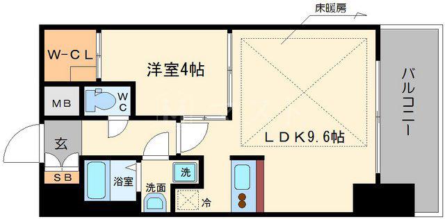 プレサンス立売堀アーバンスタイル(1LDK/14階)の間取り写真