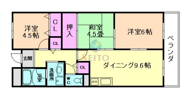 ジェンティールトータス(3LDK/1階)の間取り写真