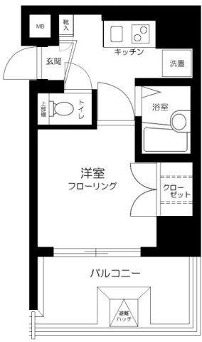 アヴィ二ティー品川戸越(1K/4階)の間取り写真