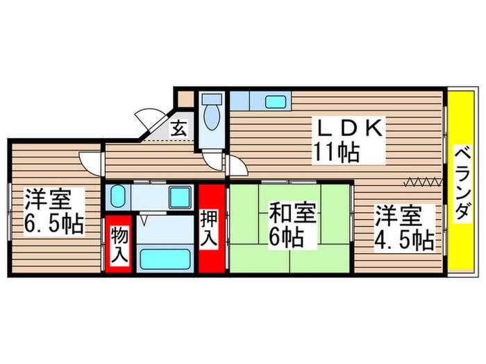 パークス浅井(3LDK/3階)の間取り写真
