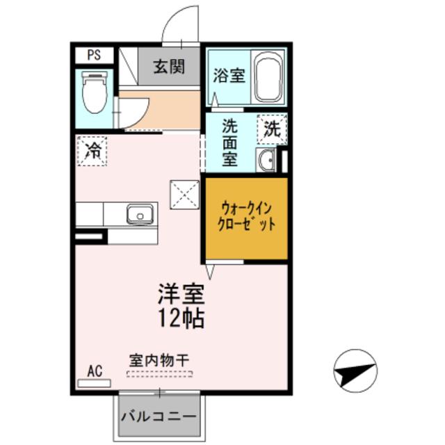 セゾン A棟(ワンルーム/1階)の間取り写真
