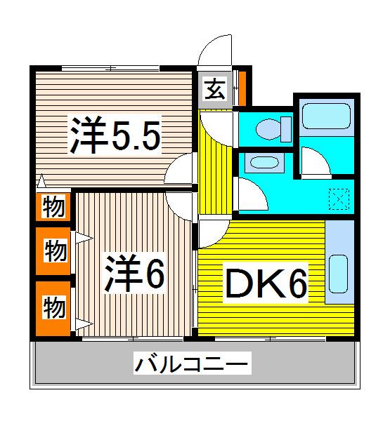 シュプレーム(2DK/3階)の間取り写真