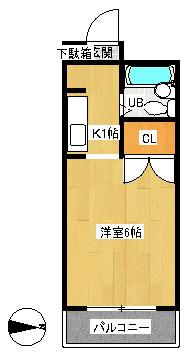 O&Kマンション(1K/3階)の間取り写真