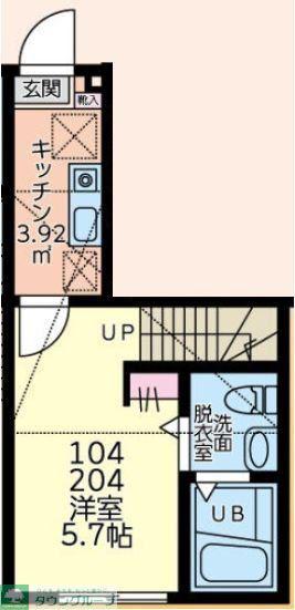 UNIKS二俣川(1K/1階)の間取り写真