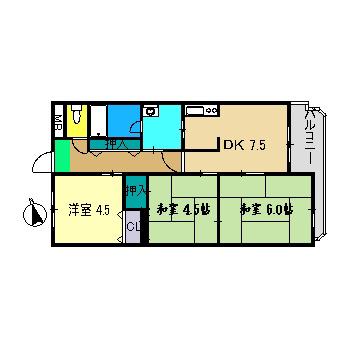 セゾンSAKAMOTO(3DK/2階)の間取り写真