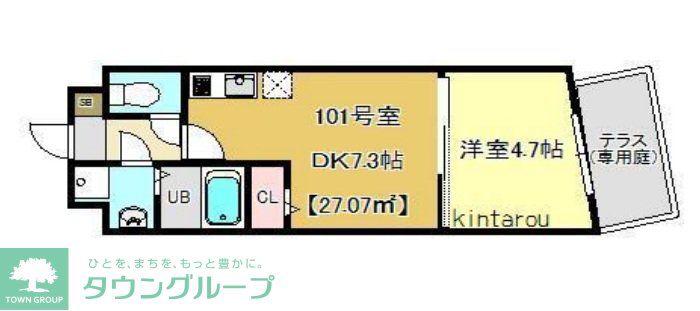 グランシャリオ(1DK/1階)の間取り写真