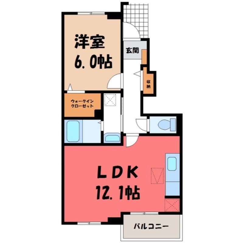 さくらハイツD棟(1LDK/1階)の間取り写真