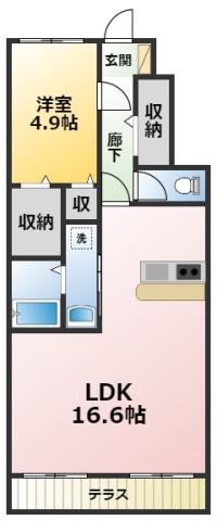 ブルーパレス(1LDK/1階)の間取り写真