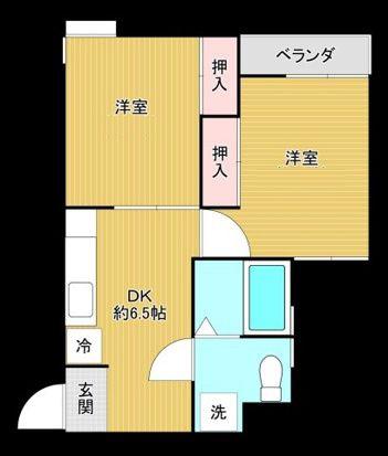 奈良コーポ(2DK/2階)の間取り写真