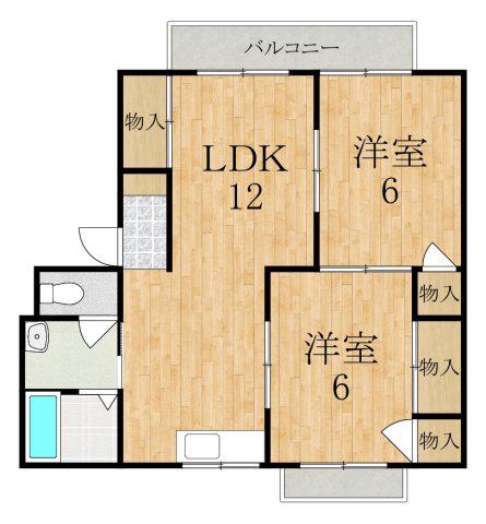 サニーコートI(2LDK/2階)の間取り写真