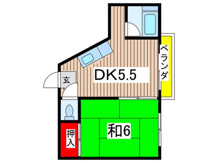 関ビル(1DK/3階)の間取り写真