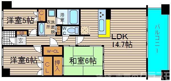 堺東シティータワー(3LDK/5階)の間取り写真