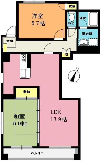 緑隣館東(2LDK/2階)の間取り写真