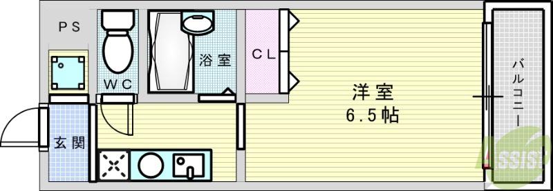 イーズⅢ(1K/2階)の間取り写真