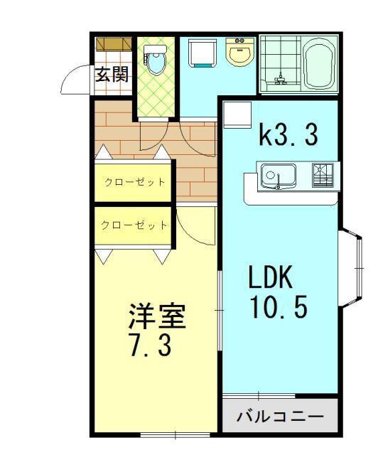 クオリア(1LDK/2階)の間取り写真