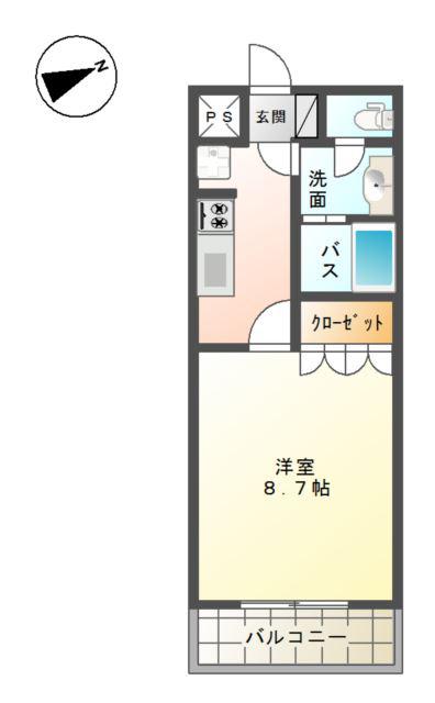 ウィングステラ湘南(1K/2階)の間取り写真