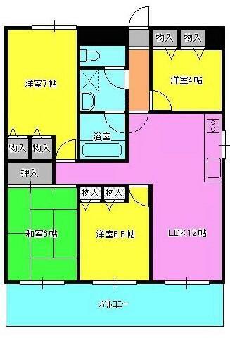 プレジデント水前寺(4LDK/11階)の間取り写真