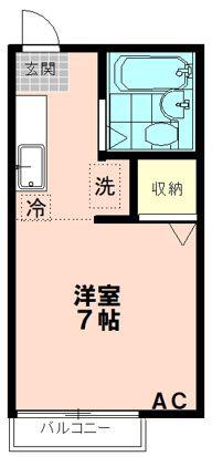 エス・ドミール(1K/2階)の間取り写真